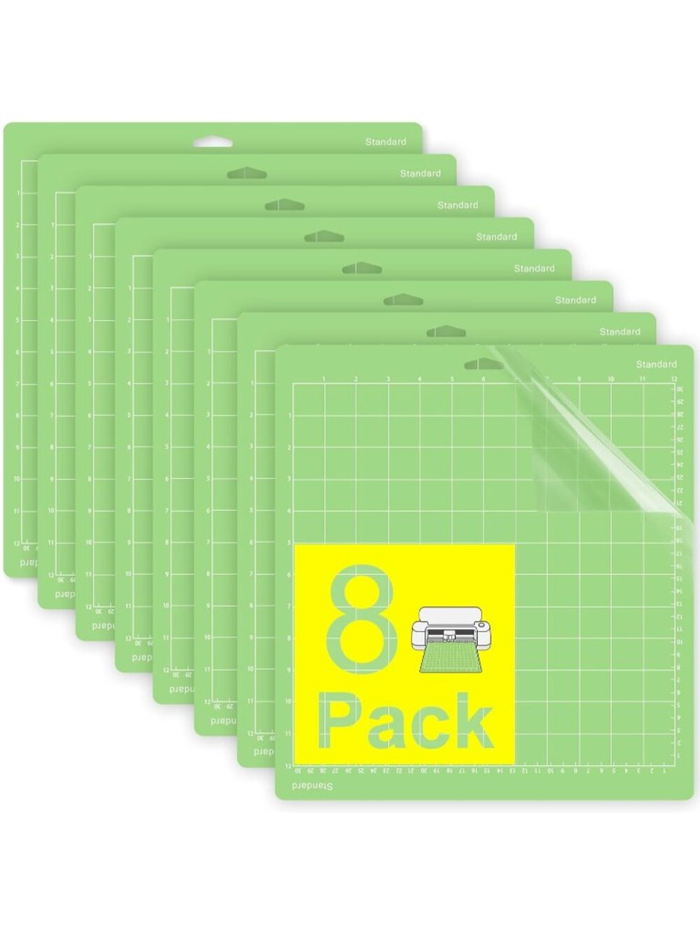 New Standard Cutting Mat 12x12, 8 Pack Adhesive Sticky Green Mats